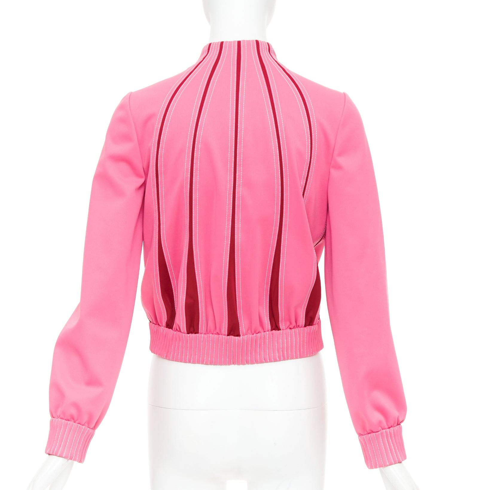 Valentino, rosa caldo, rosso, con cuciture a punto croce, track jacket a collo alto IT40 S in vendita 1