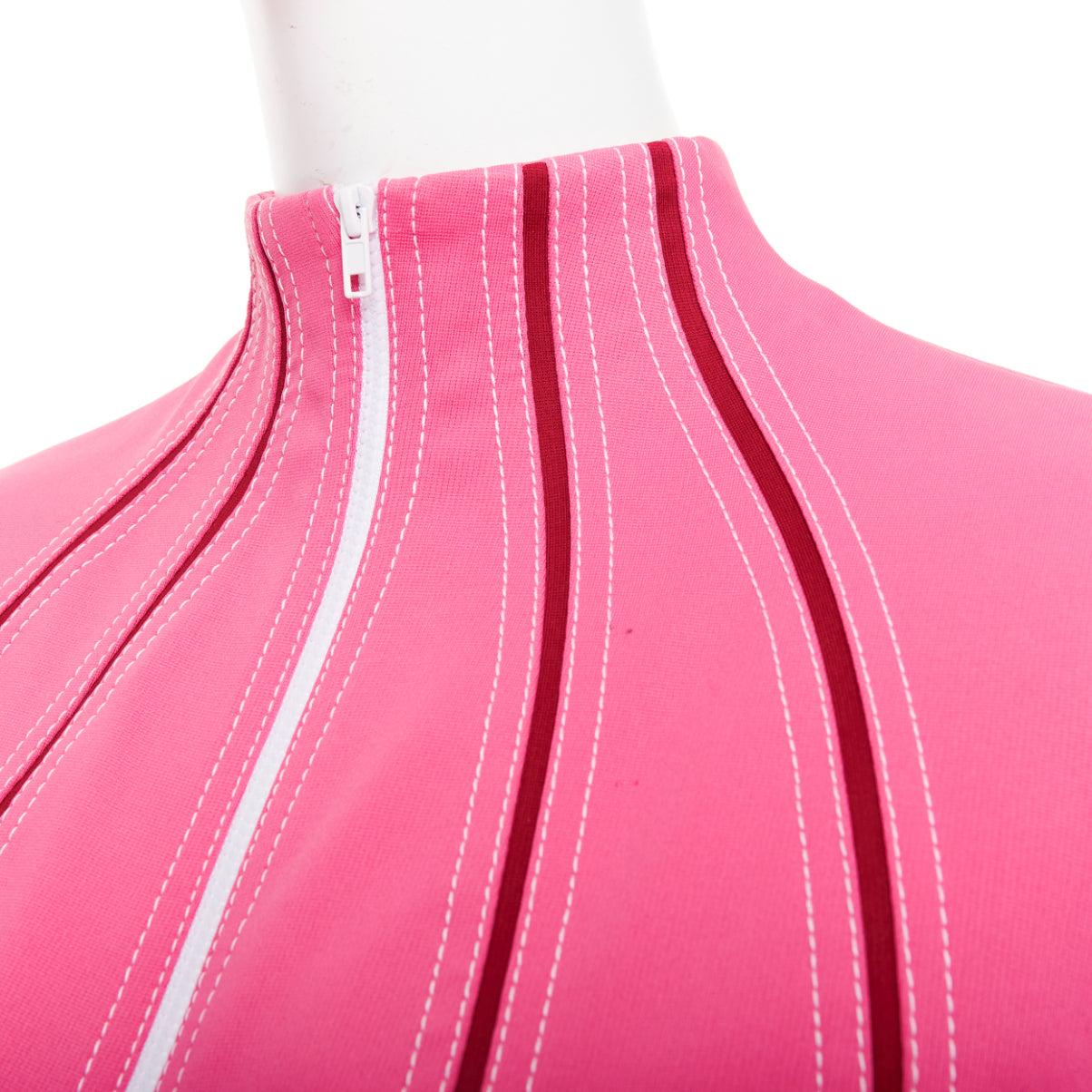 Valentino, rosa caldo, rosso, con cuciture a punto croce, track jacket a collo alto IT40 S in vendita 3