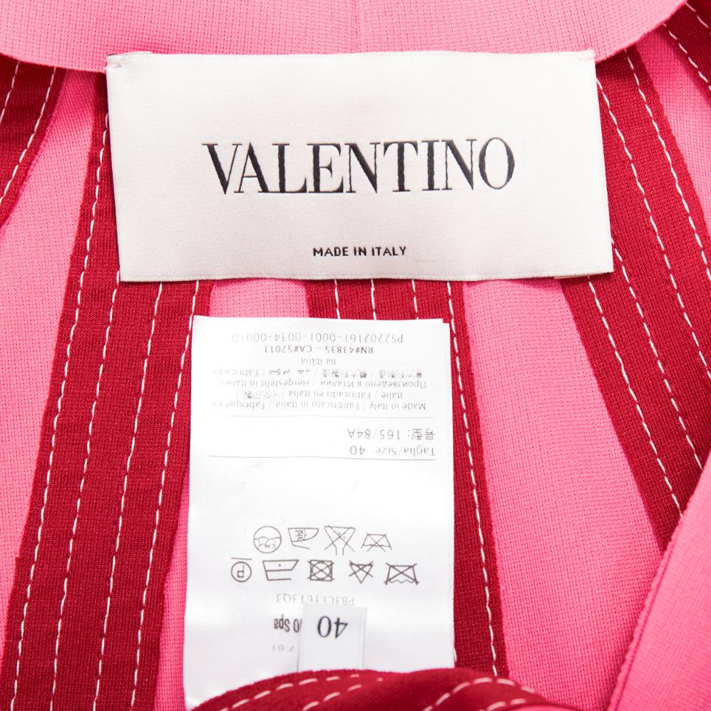 Valentino, rosa caldo, rosso, con cuciture a punto croce, track jacket a collo alto IT40 S in vendita 4
