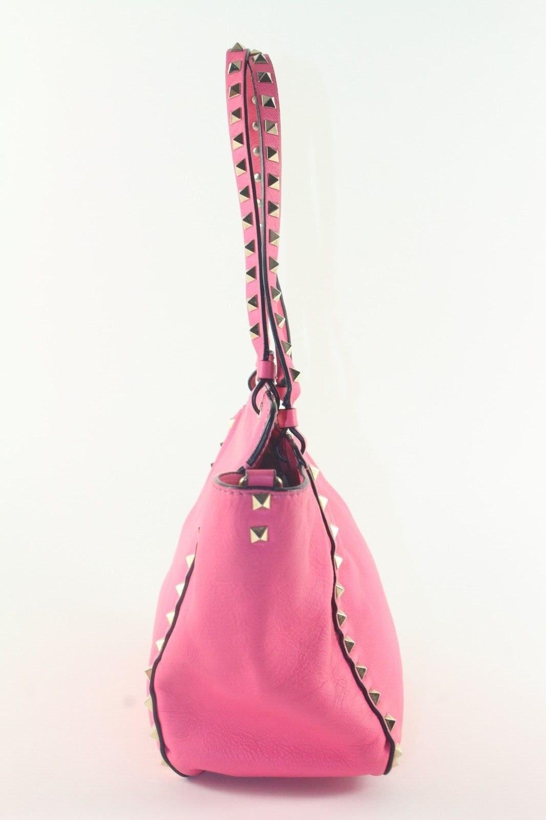 Valentino Hot Pink Rockstud 2way Tote Small 1VAL1129K In Good Condition For Sale In Dix hills, NY