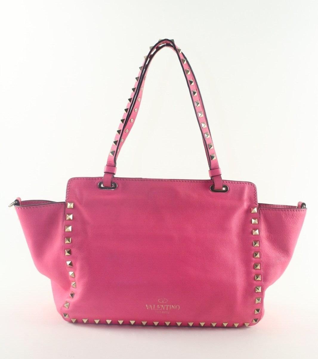 Women's Valentino Hot Pink Rockstud 2way Tote Small 1VAL1129K For Sale