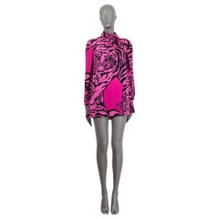 VALENTINO hot pink silk 1967 TIGER PRINT MINI Dress 38 XS