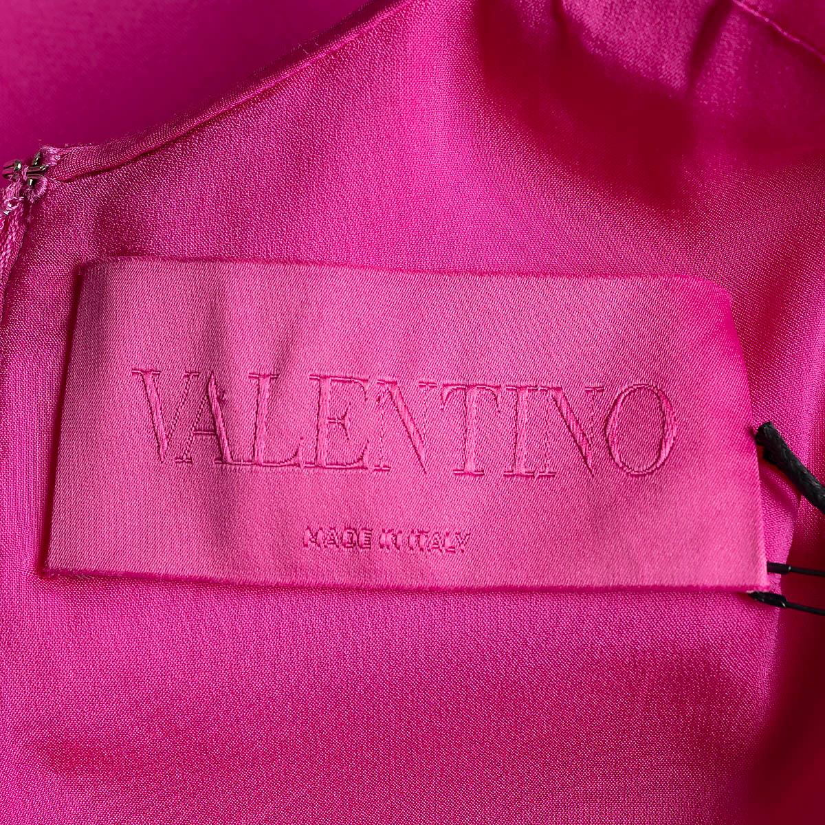VALENTINO hot pink wool & silk 2022 SIDE BOW MINI Dress 44 L For Sale 2