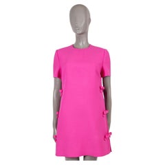 VALENTINO hot pink wool & silk 2022 SIDE BOW MINI Dress 44 L