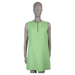 VALENTINO Ice Mint green wool & silk 2024 VLOGO CREPE MINI Dress 44 L