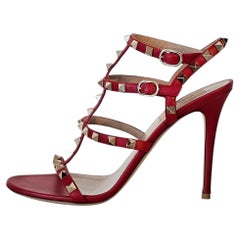 Valentino Iconic Red Rockstud caged high heels sandals size 39.5 modern chic