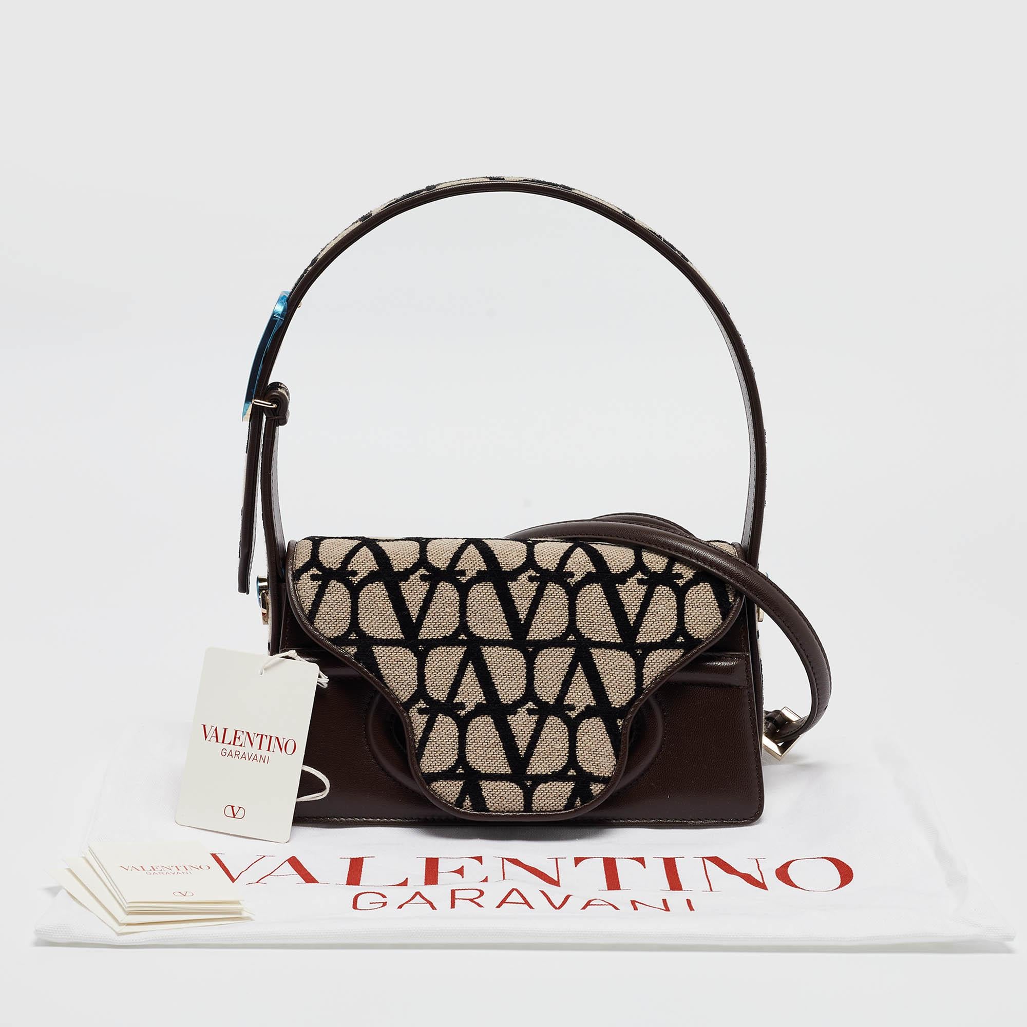 Valentino Iconographe Canvas and Leather Le Petite Deuxième Top Handle Bag For Sale 7