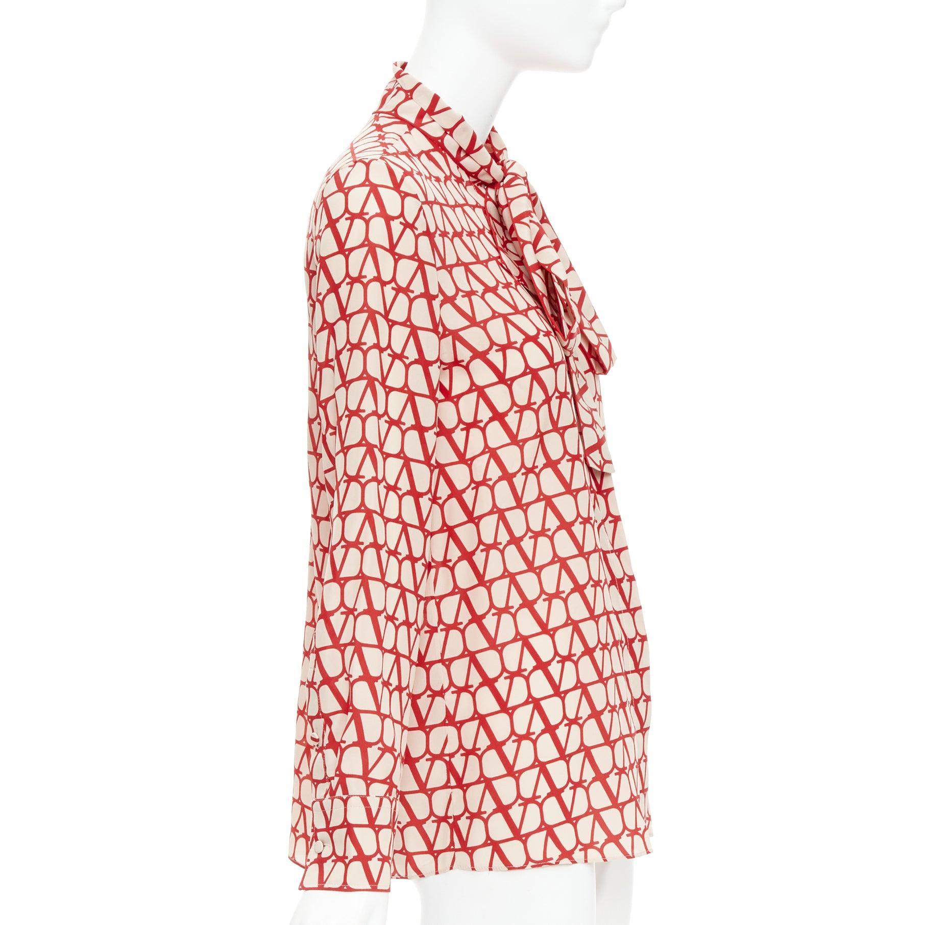 Women's VALENTINO Iconographe Toile crepe de chine silk print tie blouse IT38 XS For Sale