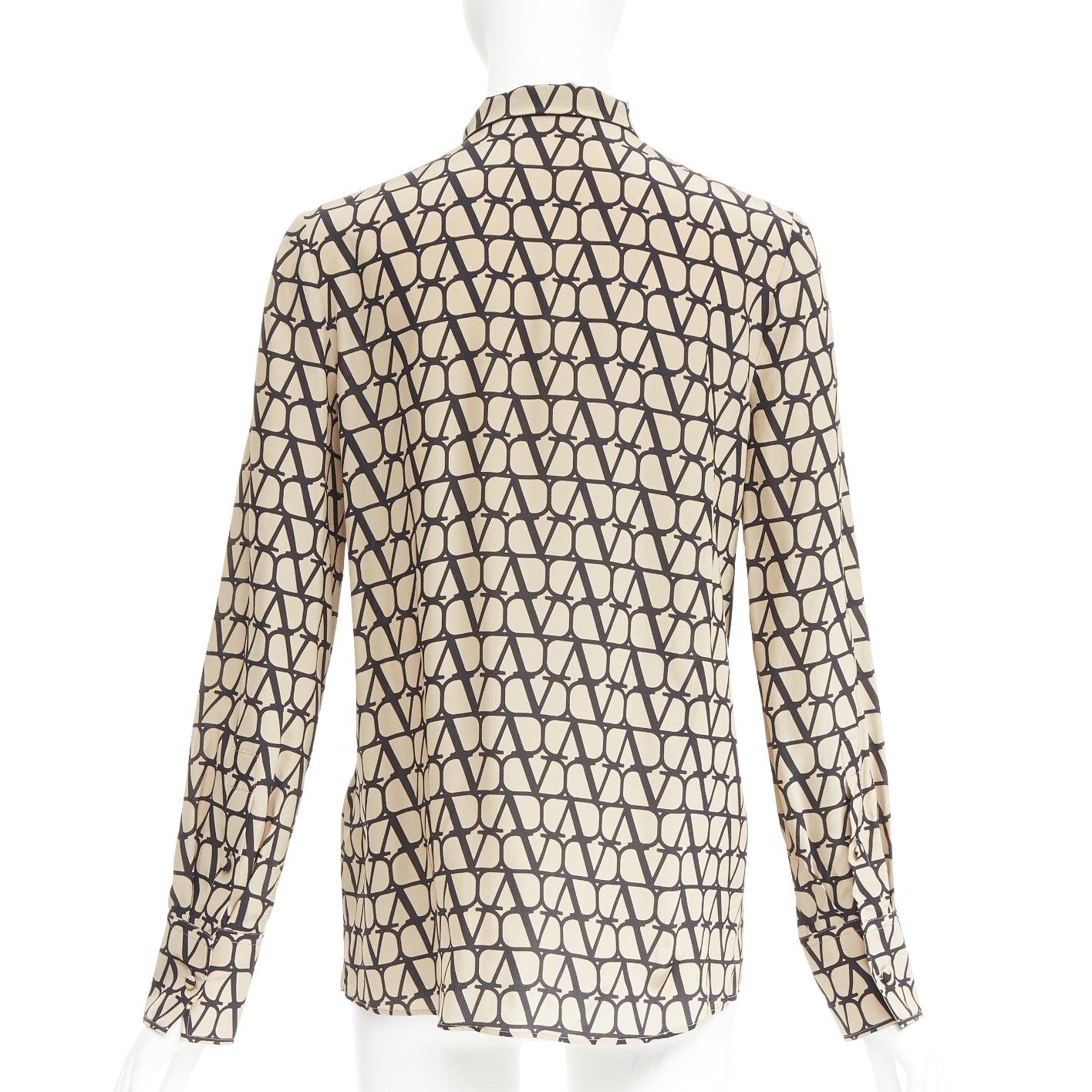 VALENTINO Iconographe Toile crepe de chine silk print tie blouse IT38 XS For Sale 1