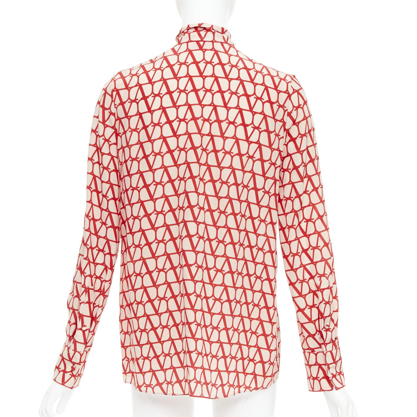 VALENTINO Iconographe Toile crepe de chine silk print tie blouse IT38 XS For Sale 1