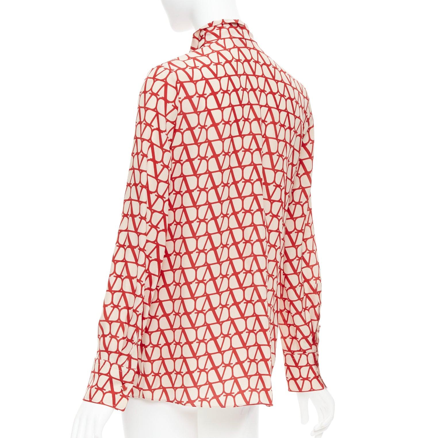 VALENTINO Iconographe Toile crepe de chine silk print tie blouse IT38 XS For Sale 2