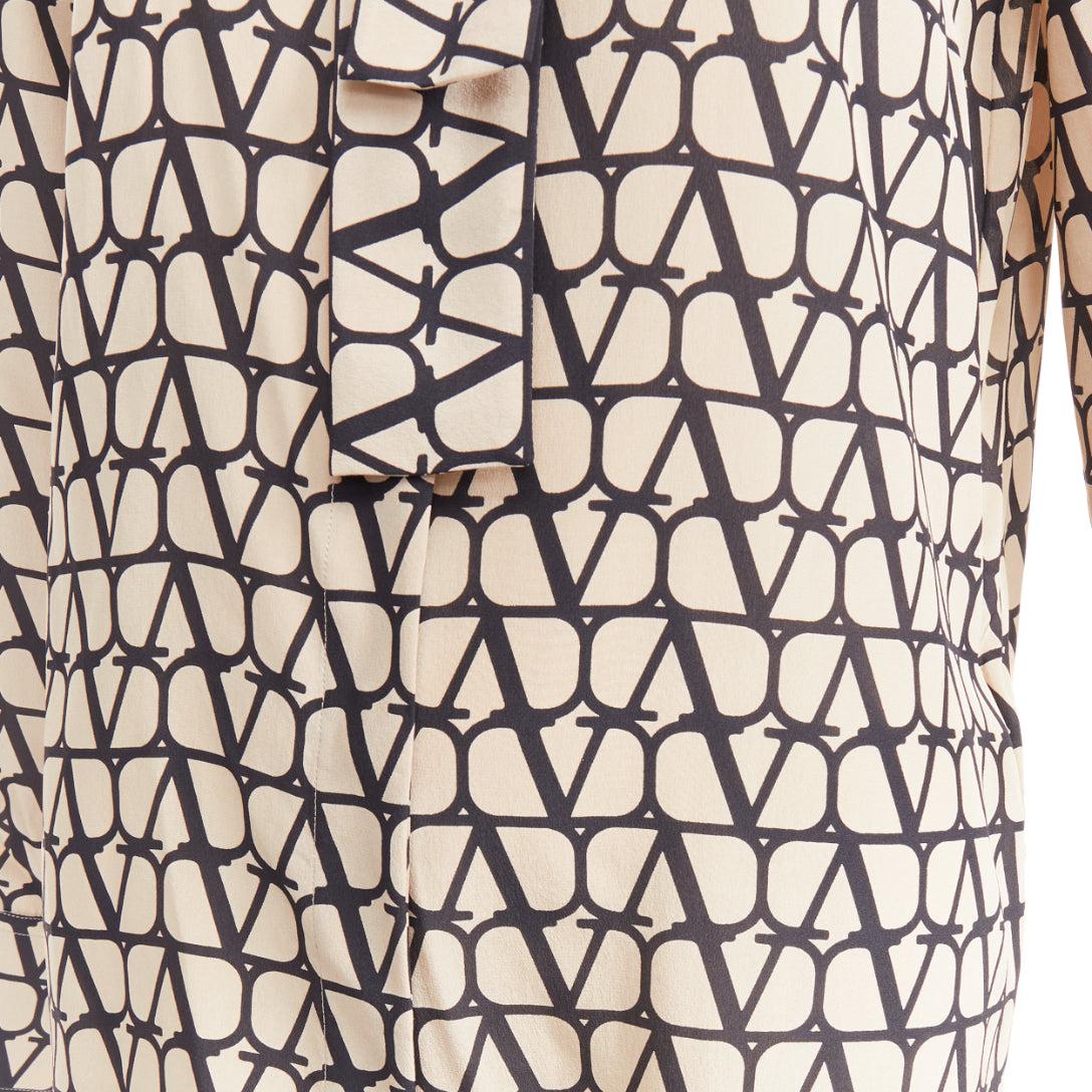 VALENTINO Iconographe Toile crepe de chine silk print tie blouse IT38 XS For Sale 3
