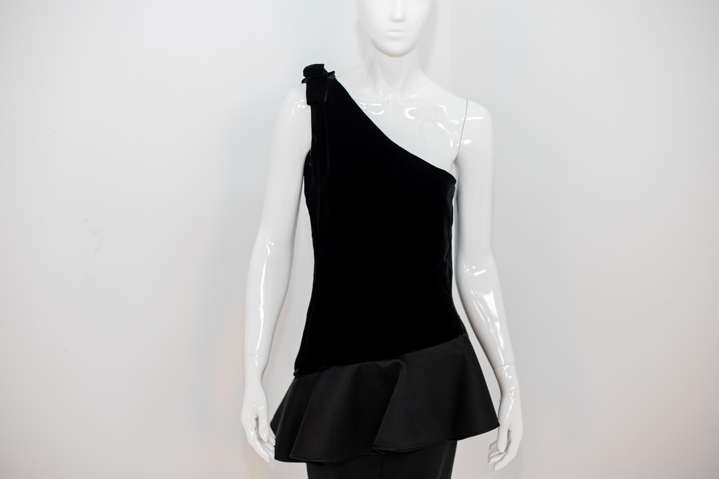 Valentino - Importante robe de soirée en velours noir et soie en vente 5
