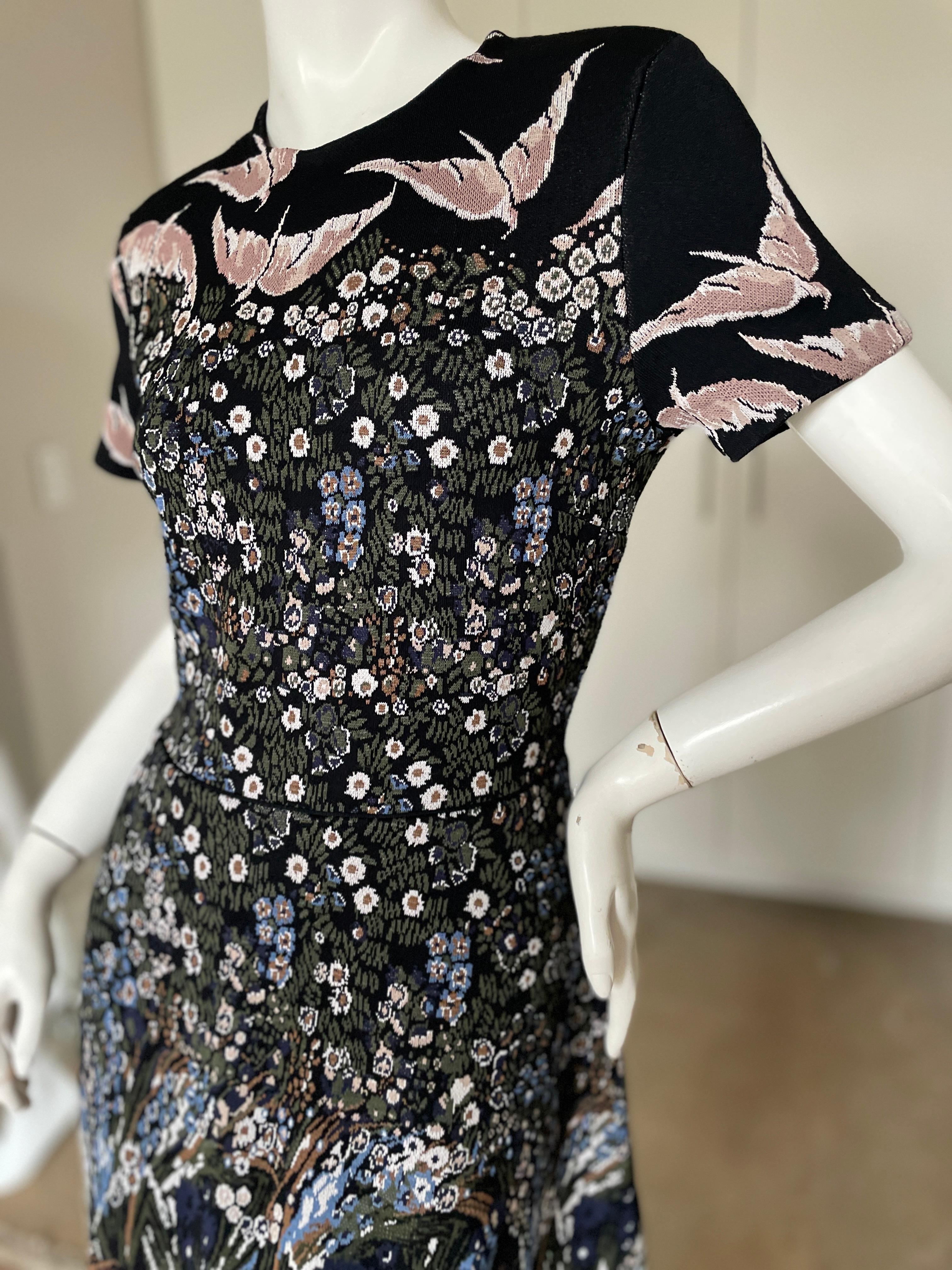 Valentino Inartsia Knit Birds and Flowers Dress In Excellent Condition For Sale In Cloverdale, CA