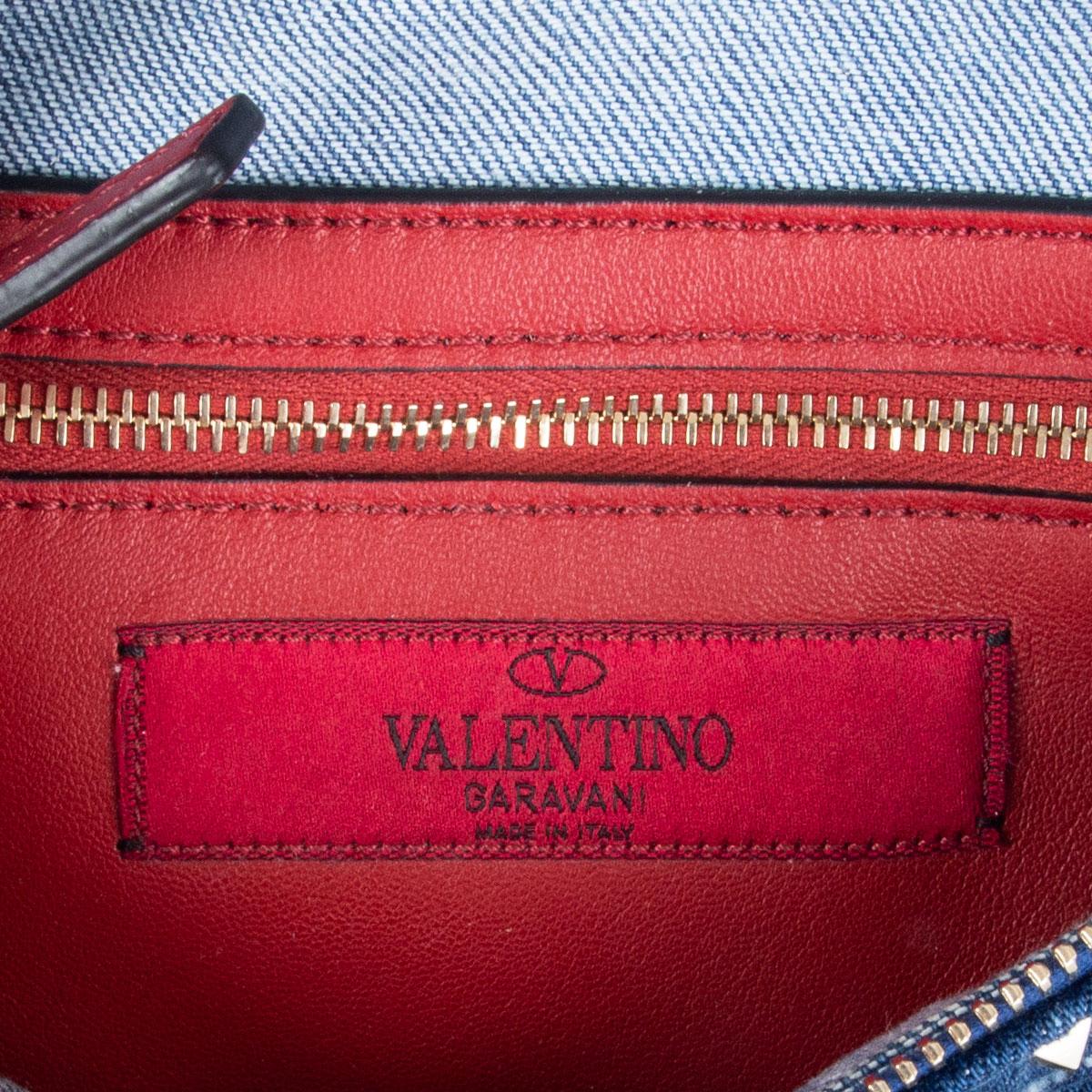 Blue VALENTINO indigo blue DENIM ROCKSTUD Belt Bag Hip Pack