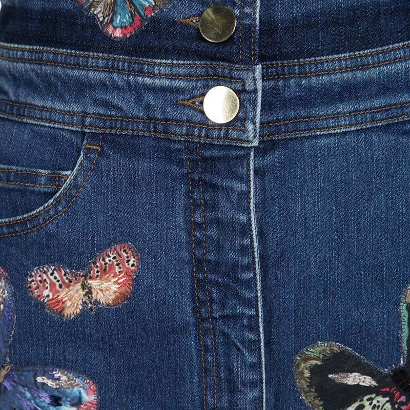 embroidered denim overalls