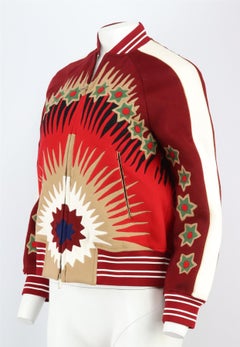 Valentino Intarsia Wool Blend Bomber Jacket US 4 UK 8