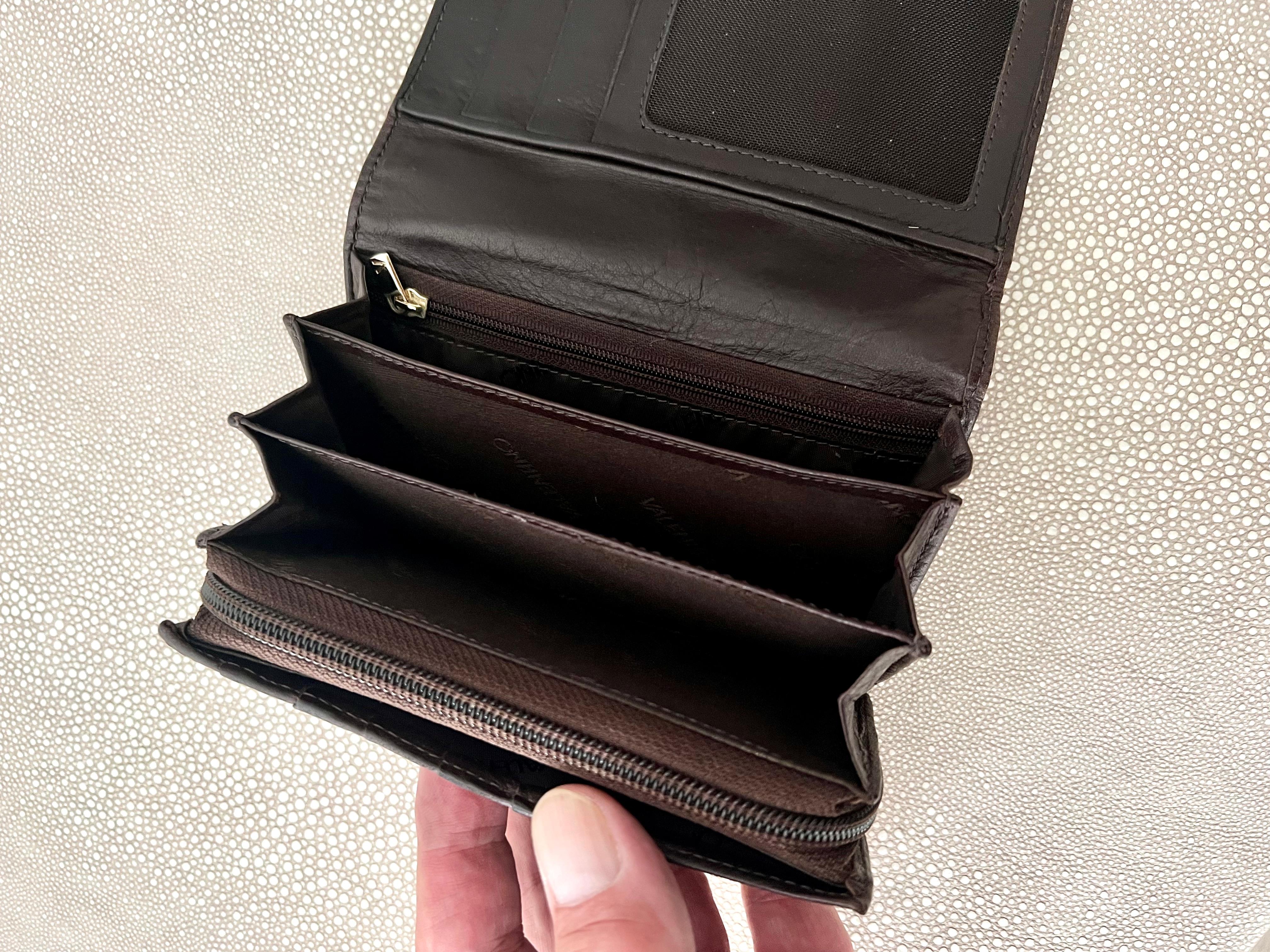 Hand-Crafted Valentino Italian Duo Fold Leather Wallet For Sale