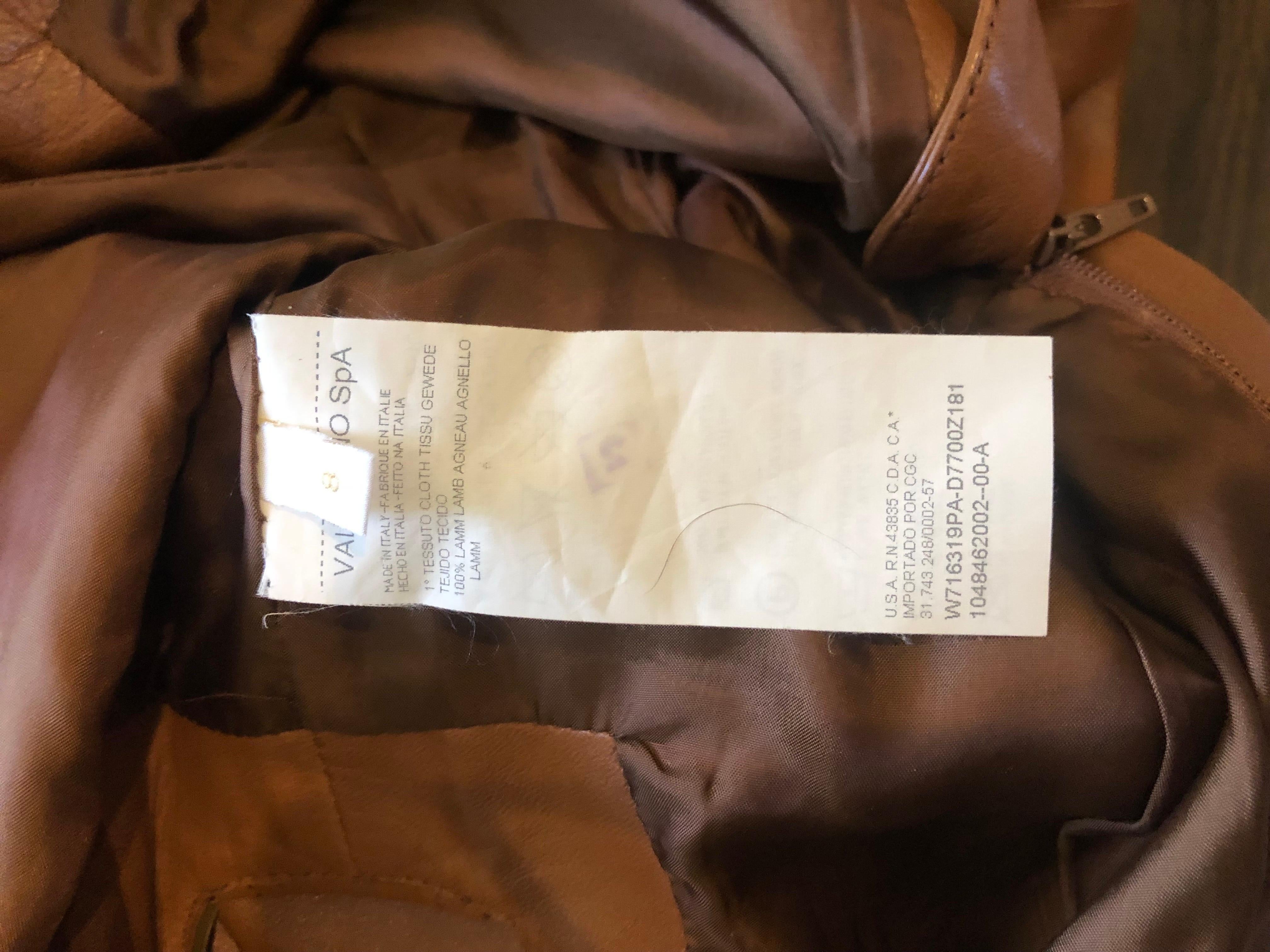 Valentino Italy Runway Collection Cognac Vintage Leather Pants with Rings Size 8 For Sale 10