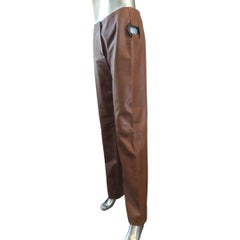Valentino Italy Runway Collection Cognac Leather Pants with Bronze Rings Size 8