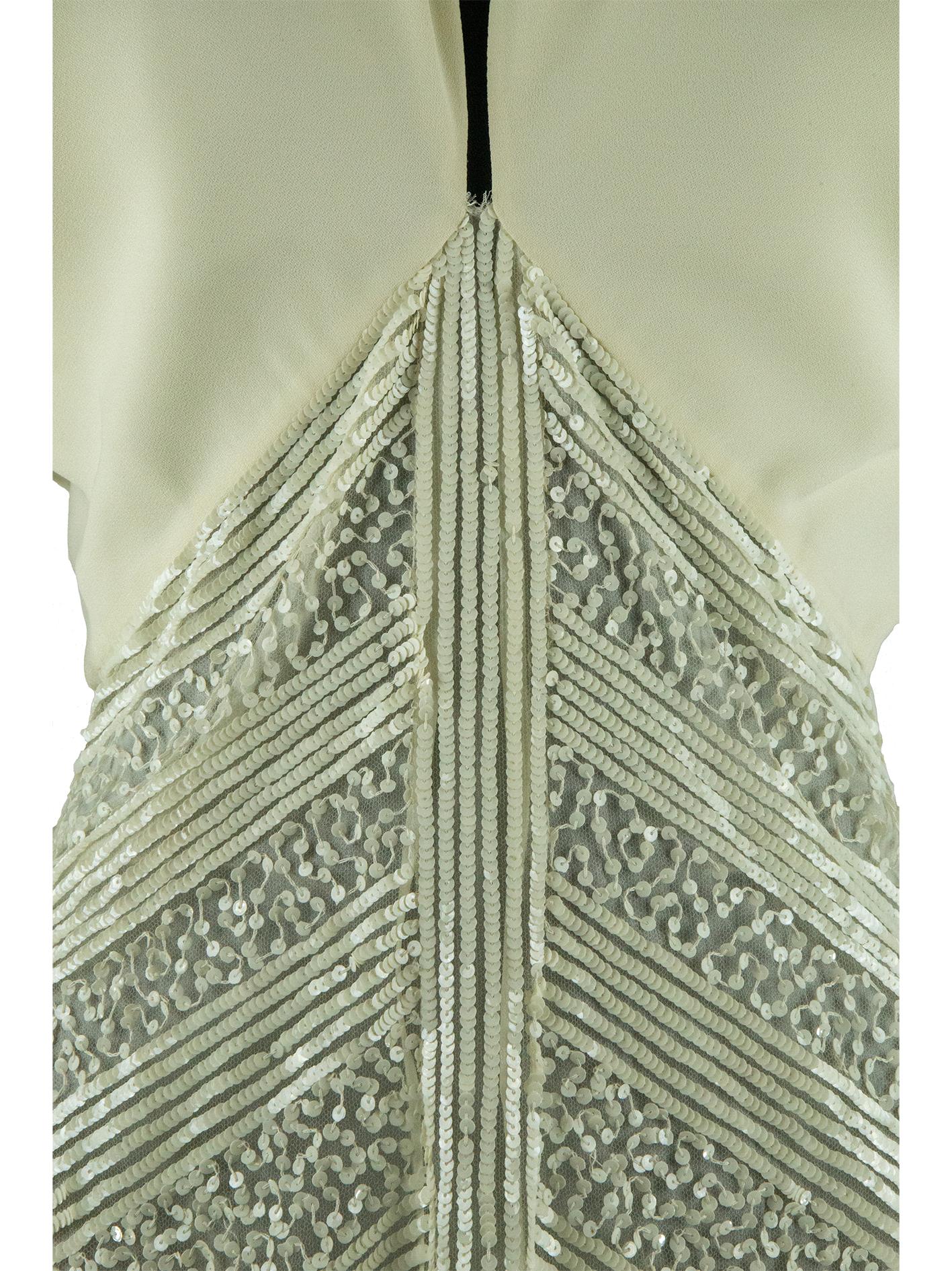 Valentino Ivory Cocktail Dress with Sequin Embellishments In Good Condition For Sale In London, GB