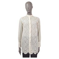 VALENTINO elfenbeinfarbenes Baumwollhemd 2016 BRODERIE ANGLAISE BAND COLLAR Bluse Shirt 38 XS