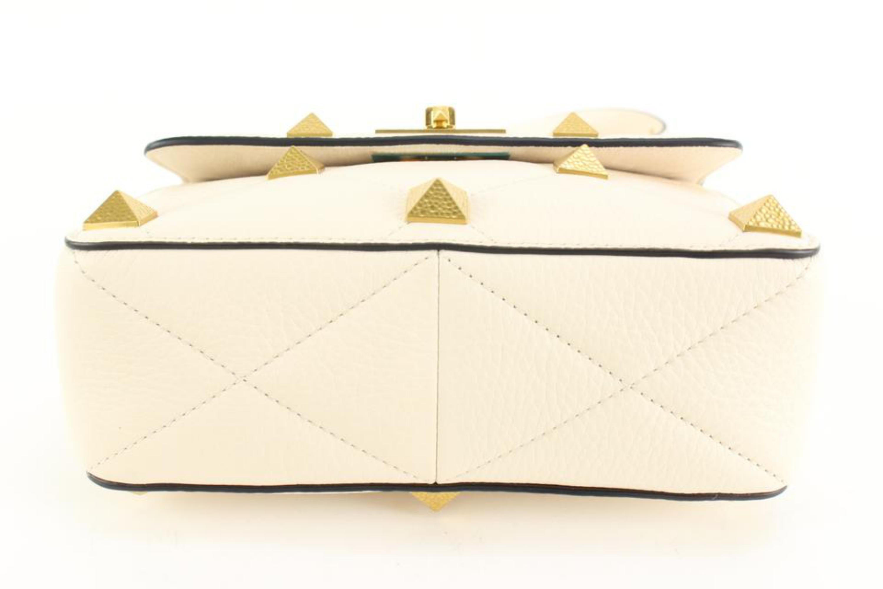 Valentino Ivory Grained Leather Medium Roman Stud Crossbody 99va59s For Sale 3