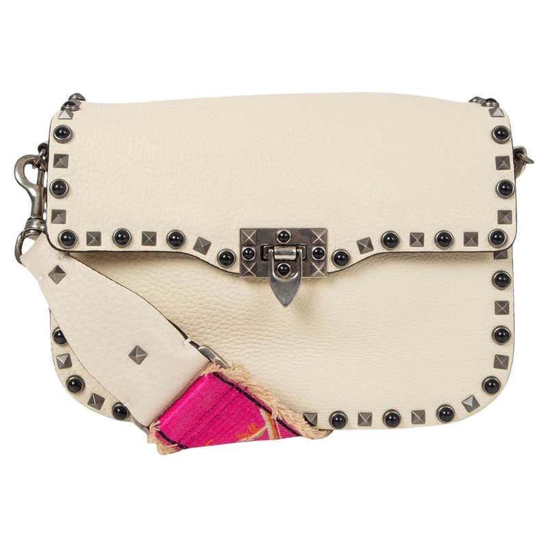 VALENTINO brown leather GLAM LOCK SMALL EMBROIDERED Shoulder Bag For ...