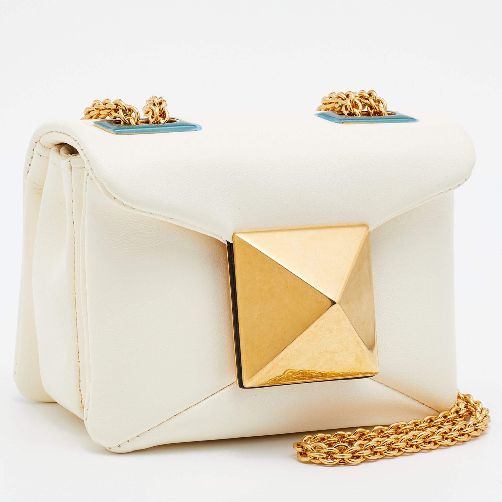 Women's Valentino Ivory Leather Micro One Stud Crossbody Bag
