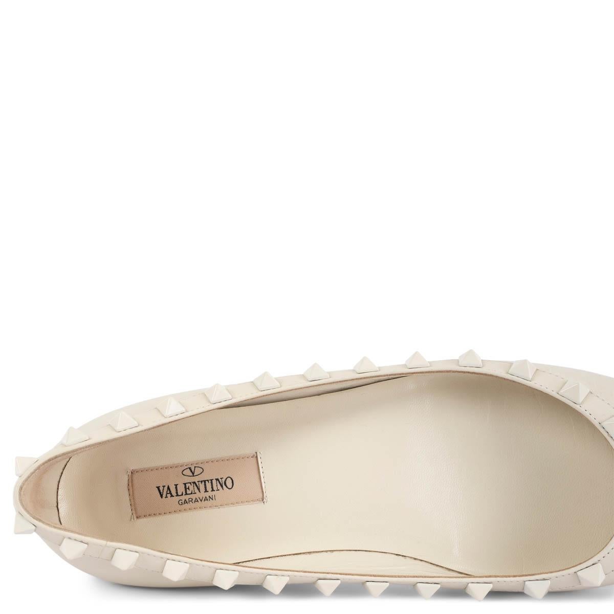VALENTINO ivory leather ROCKSTUD Pointed Toe Ballet Flats Shoes 39 For Sale 2