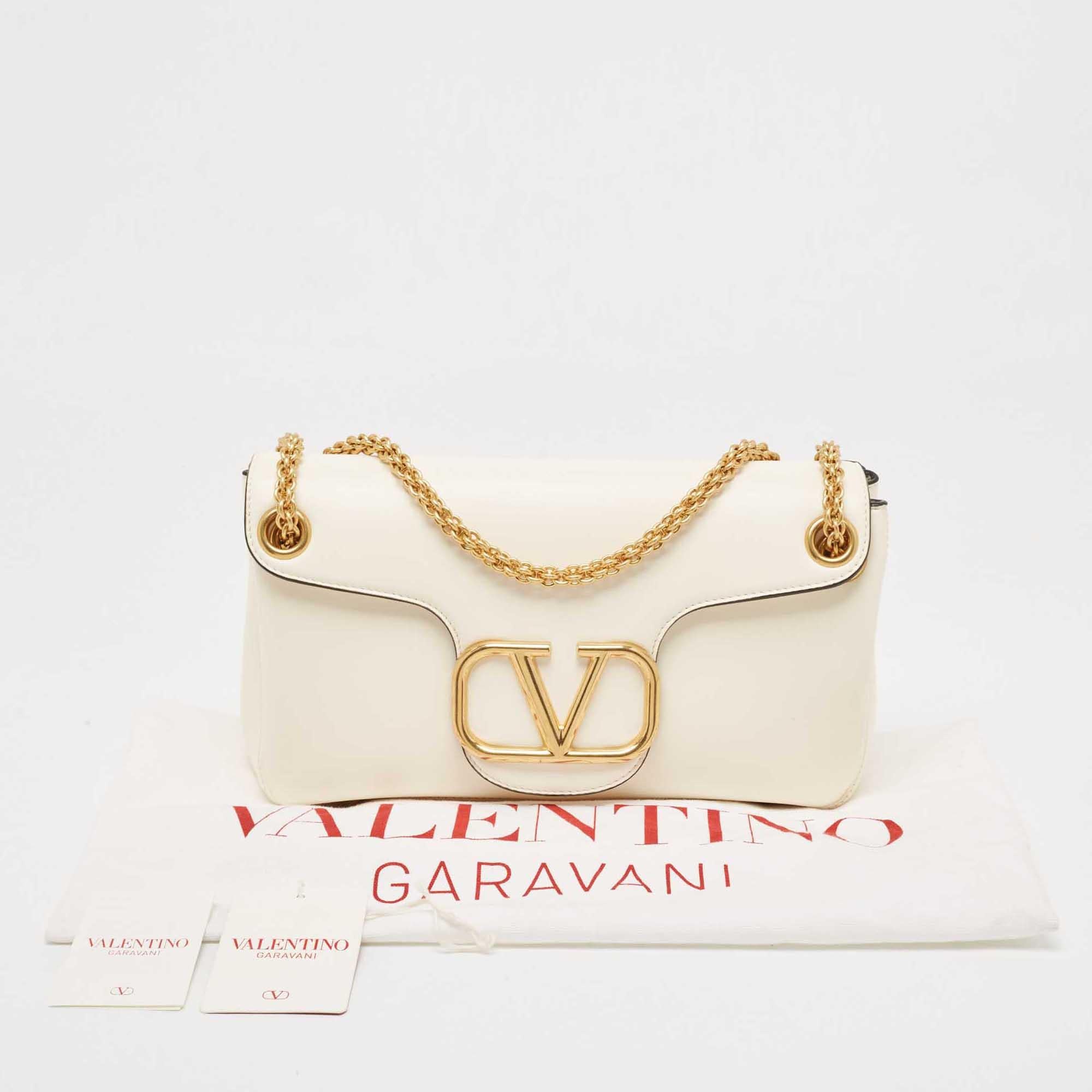 Valentino Ivory Leather Stud Sign Shoulder Bag 3
