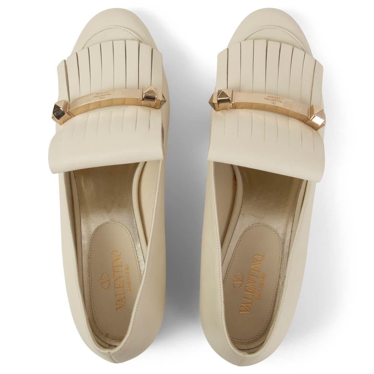 Donna VALENTINO pelle avorio UPTOWN FRINGE Mocassini Scarpe 39.5 in vendita