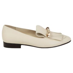 VALENTINO ivory leather UPTOWN FRINGE Loafers Shoes 39.5