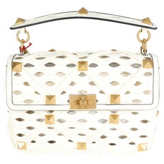 Valentino Ivory Nappa Leather Large Roman Stud Shoulder Bag