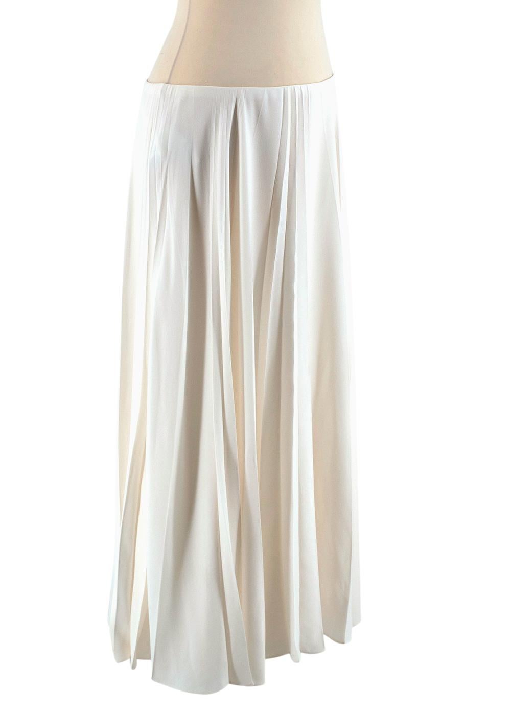 Valentino Ivory Pleated Silk Maxi Skirt 