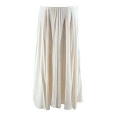 Valentino Ivory Pleated Silk Maxi Skirt 