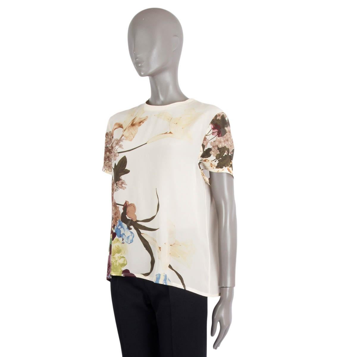 VALENTINO ivory silk 2016 KIMONO 1997 FLORAL Short Sleeve Blouse Shirt S In Excellent Condition For Sale In Zürich, CH