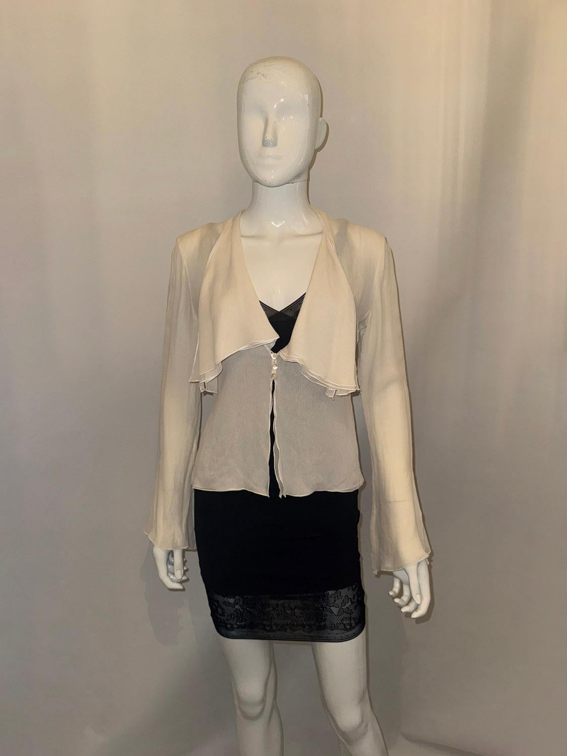 Brown Valentino Ivory Silk Blouse For Sale