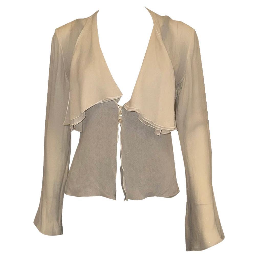 Valentino Ivory Silk Blouse For Sale
