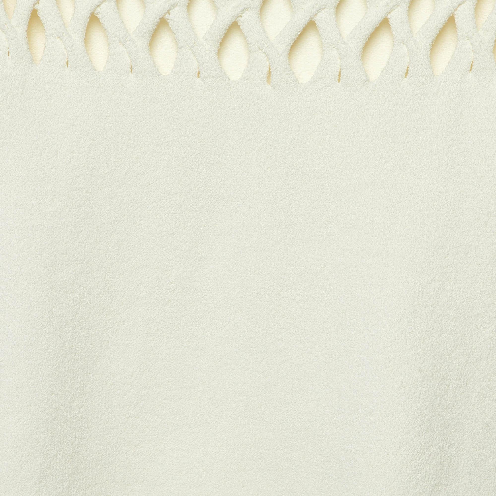 Women's Valentino Ivory White Mesh Knit High Neck Jumper M For Sale