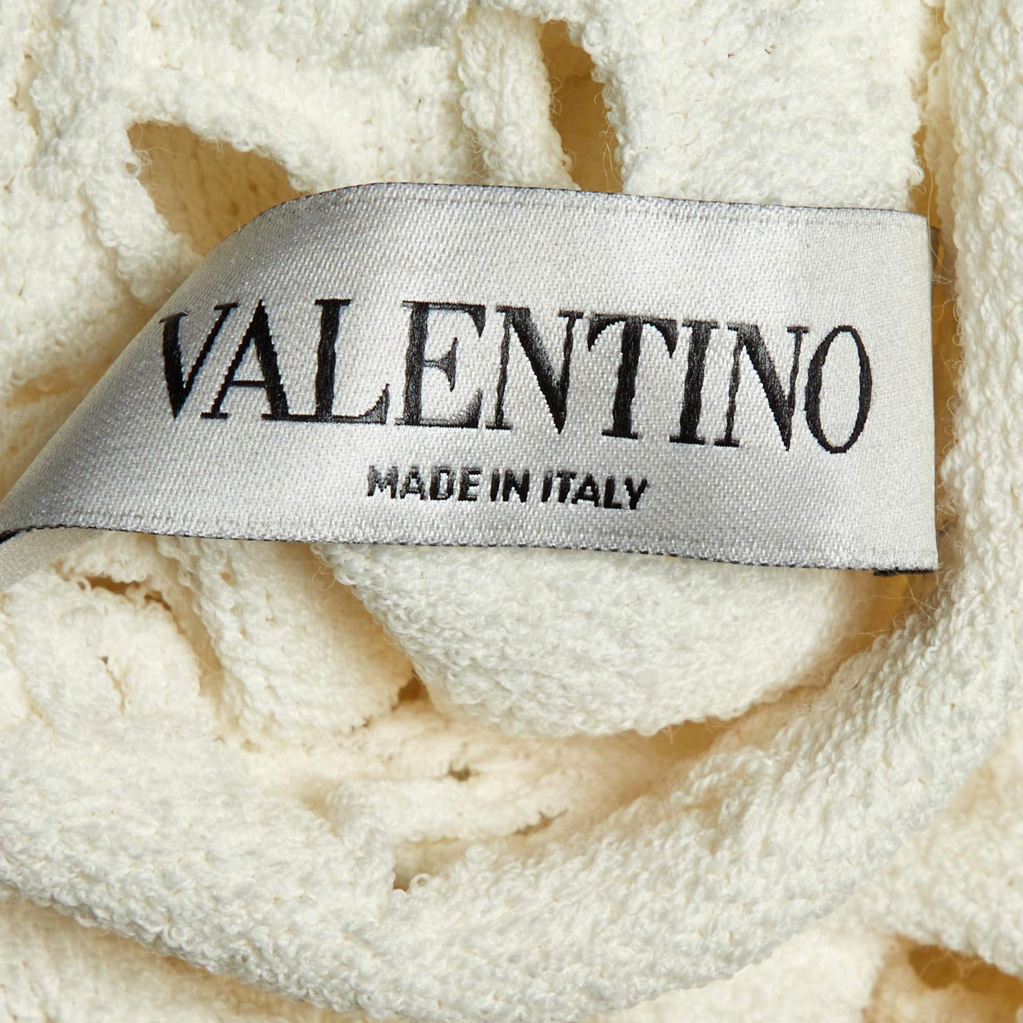 Valentino Ivory White Mesh Knit High Neck Jumper M For Sale 2