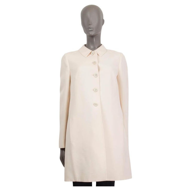 VALENTINO ivory wool and silk SPLIT BAKC Coat Jacket 44 L For Sale at ...
