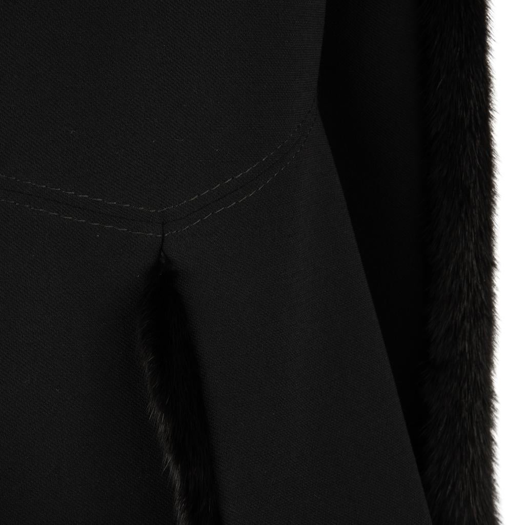 Valentino Jacket Black Wool w/ Mink Trim New 12 For Sale 5