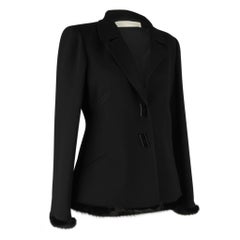 Valentino Jacket Black Wool w/ Mink Trim New 12