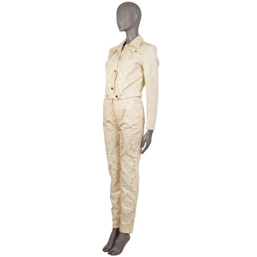 Women's VALENTINO JEANS vanilla beige cotton JACQUARD CROPPED Jacket 40 S