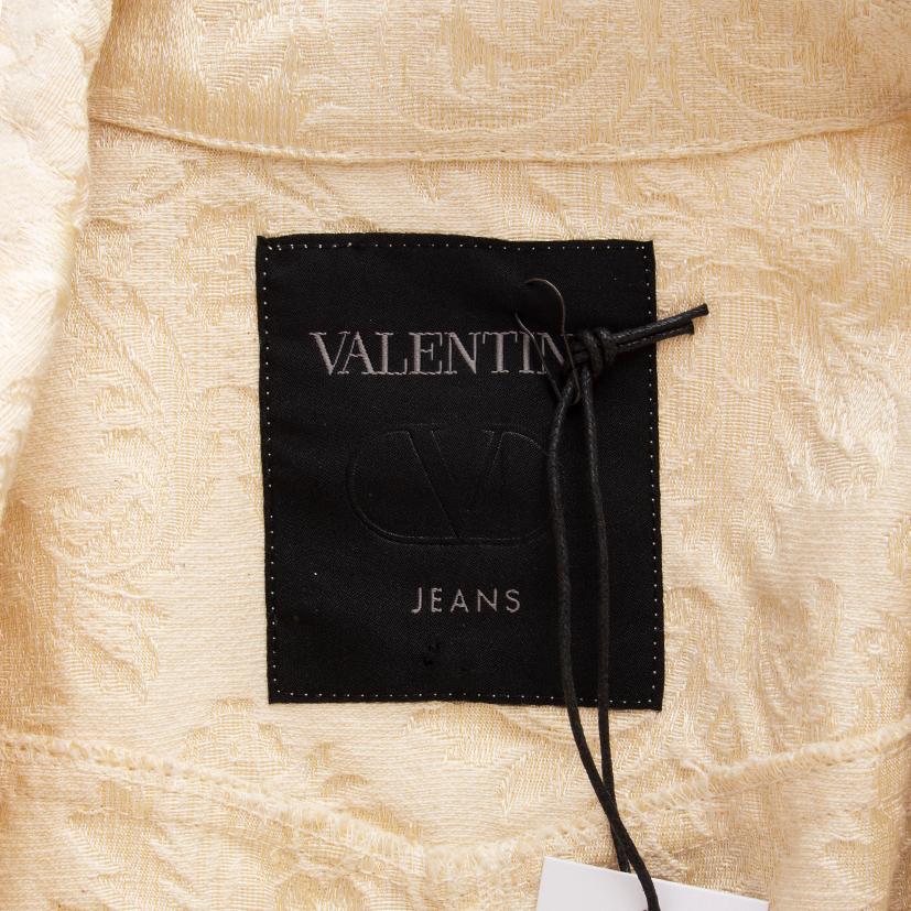 VALENTINO JEANS vanilla beige cotton JACQUARD CROPPED Jacket 40 S 3