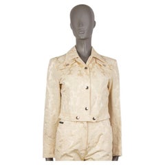 VALENTINO JEANS vanilla beige cotton JACQUARD CROPPED Jacket 40 S