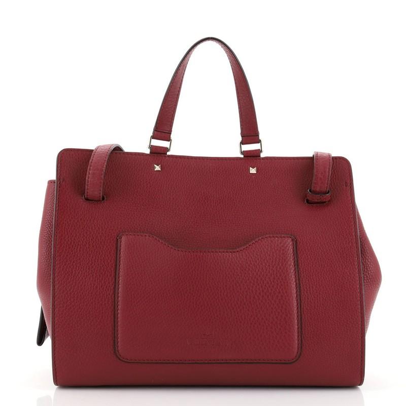 Brown Valentino Joy Lock Top Handle Bag Leather Large