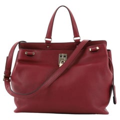Valentino Joy Lock Top Handle Bag Leather Large