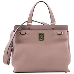 Valentino Joy Lock Top Handle Bag Leather Medium